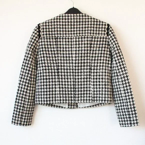 Sandro Houndstooth Tweed Jacket, Black, Size 36 / S - Picture 2 of 11